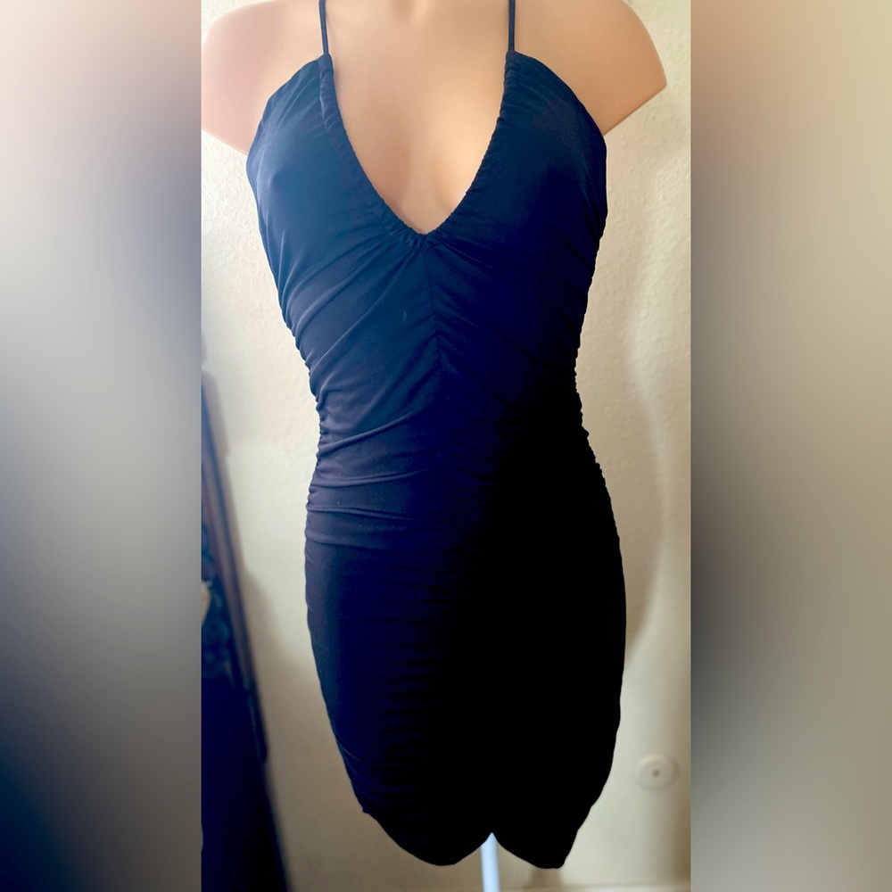 Black ruched dress